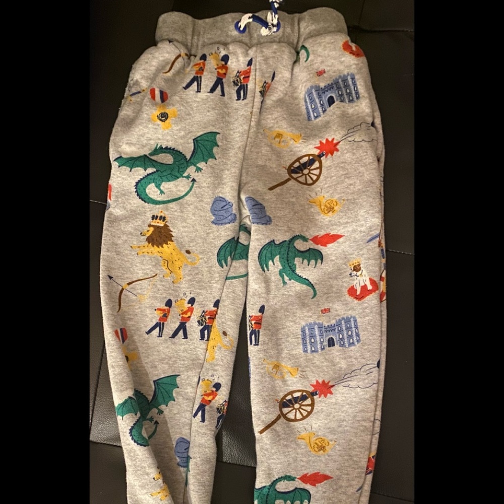 Mini Boden kids grey knights and castles joggers